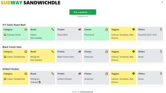 Subway Sandwichdle screenshot 3